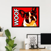 Boston Terrier WOOF Poster (Thuiskantoor)
