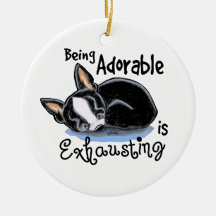 Boston Terrier wordt Schattig Keramisch Ornament