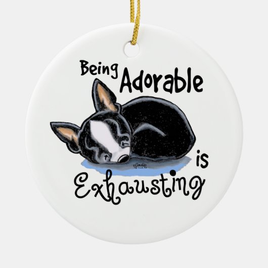 Boston Terrier wordt Schattig Keramisch Ornament (Voorkant)