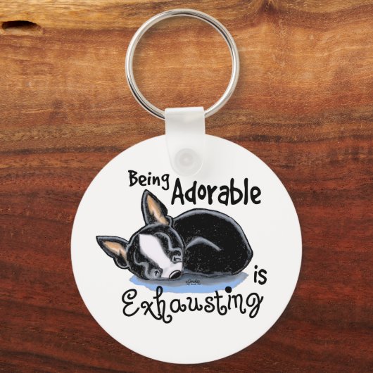 Boston Terrier wordt Schattig Sleutelhanger (Voorkant)