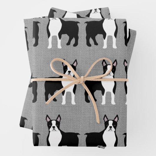 Boston Terrier Wrapping Paper Sheets (In situ)
