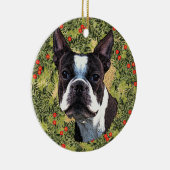 Boston Terrier Wreath Keramisch Ornament (Rechts)
