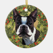 Boston Terrier Wreath Keramisch Ornament (Voorkant)