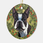 Boston Terrier Wreath Keramisch Ornament (Links)