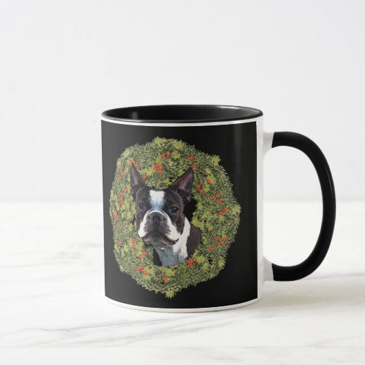Boston Terrier Wreath Mok (Rechts)
