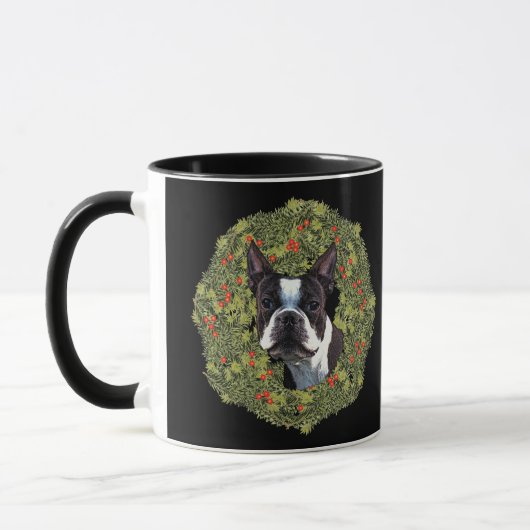 Boston Terrier Wreath Mok (Links)