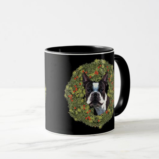 Boston Terrier Wreath Mok (Voorkant rechts)