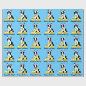 Boston Terrier Yellow Cupcakes Birthday Gift Wrap Cadeaupapier (Vlak)