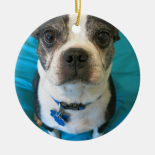 Boston Terrier zit op bed Keramisch Ornament