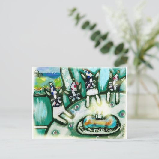 Boston Terrier zomerfeest Briefkaart (Staand voorkant)