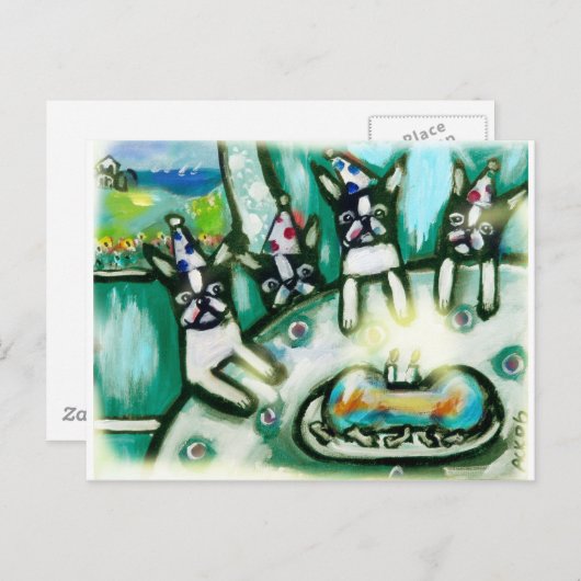 Boston Terrier zomerfeest Briefkaart (Voorkant / Achterkant)