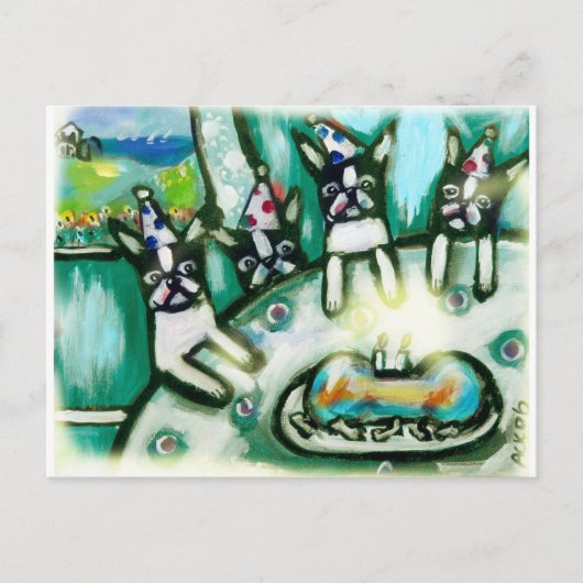 Boston Terrier zomerfeest Briefkaart (Voorkant)
