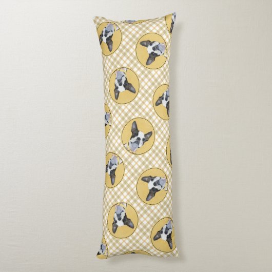 Boston Terrier Zwart-wit schilderij Hondenkunst Lichaamskussen (Achterkant (Verticaal))