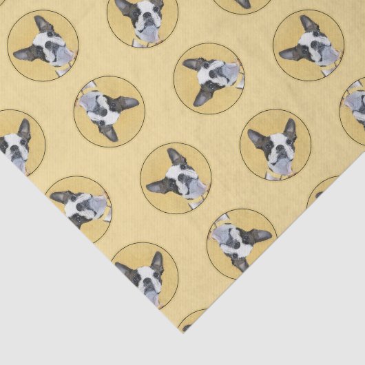 Boston Terrier Zwart-wit schilderij Hondenkunst Tissuepapier (Detail)