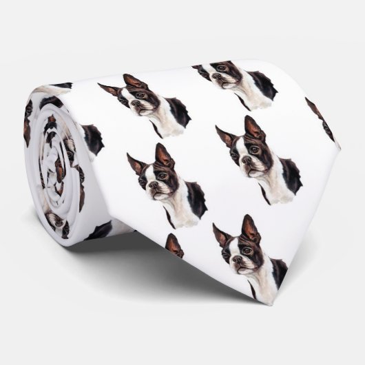 Boston Terriers a Plenty Necktie - Gepersonaliseer Stropdas (Opgerold)