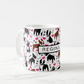 Boston Terriers and Hearts Cute Custom Name Koffiemok (Voorkant links)