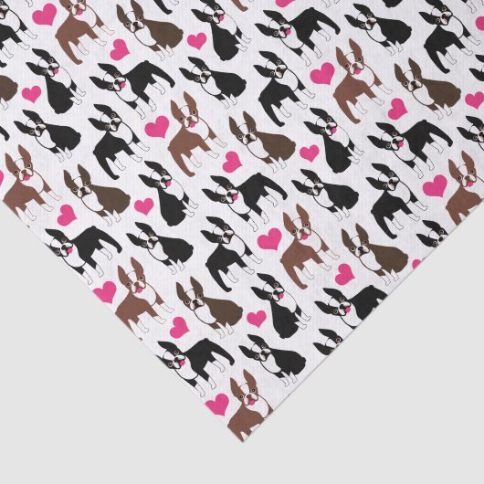 Boston Terriers and Hearts Tissuepapier (Detail)