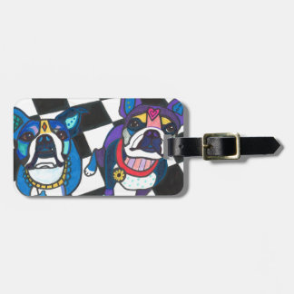 Boston Terriers bij Heather Galler Bagagelabel