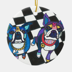 Boston Terriers bij Heather Galler Keramisch Ornament