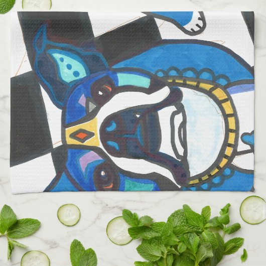 Boston Terriers bij Heather Galler Theedoek (Gevouwen)