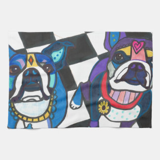 Boston Terriers bij Heather Galler Theedoek