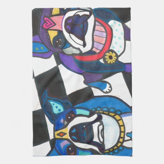 Boston Terriers bij Heather Galler Theedoek (Verticaal)