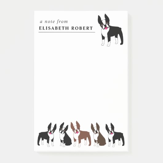 Boston Terriers Black and White and Red Brown Post Post-it® Notes (Voorkant)