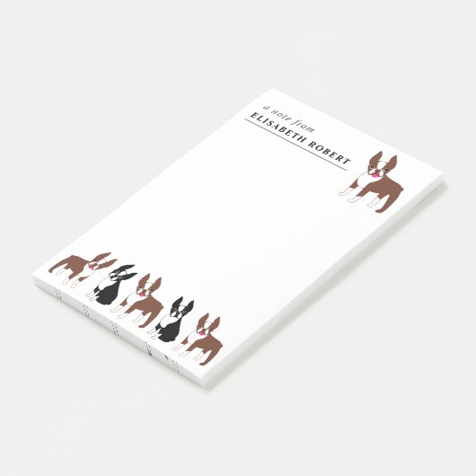 Boston Terriers Black en White en Red Brown Post-it® Notes (Schuin)