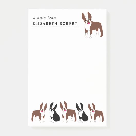 Boston Terriers Black en White en Red Brown Post-it® Notes (Voorkant)