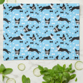 Boston Terriers Blue Dog Pattern Theedoek (Gevouwen)