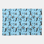 Boston Terriers Blue Dog Pattern Theedoek (Horizontaal)