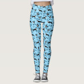 Boston Terriers Blue Pattern Cute Leggings (Voorkant)