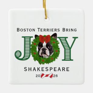 Boston Terriers Brengen Vreugde Keramisch Ornament