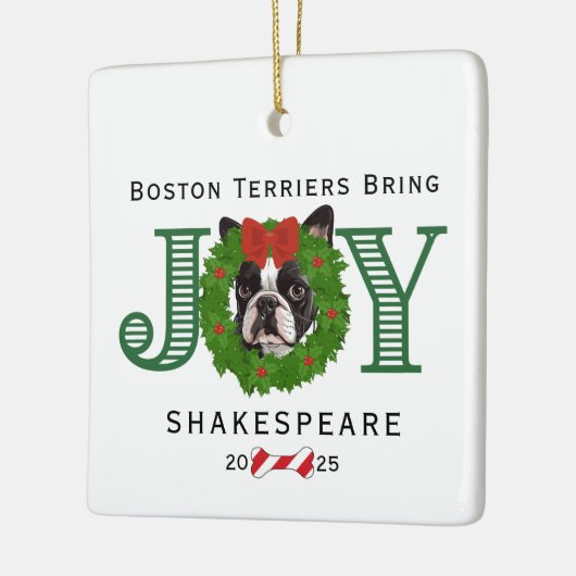 Boston Terriers brengen vreugde Keramisch Ornament (Links)