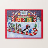 Boston Terriers Candy Cane Santa Kerstman Legpuzzel (Horizontaal)