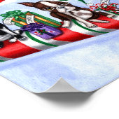 Boston Terriers Candy Cane Santa Kerstman Poster (Hoek)