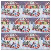 Boston Terriers Candy Cane Santa Kerstman Stof (Swatch)