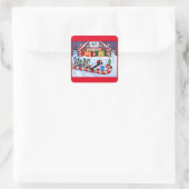 Boston Terriers Candy Cane Santa Kerstman Vierkante Sticker (Tas)