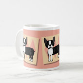 Boston Terriers Cute Pet Dog Cartoon Art Fun Koffiemok (Voorkant links)