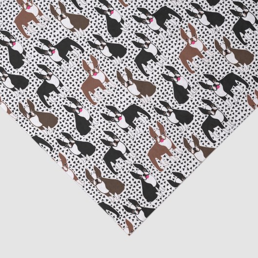 Boston Terriers Cute Puppy Dog Pattern Tissuepapier (Detail)