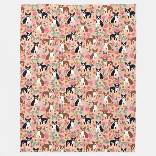Boston Terriers deken - ontwerp van de floral (Voorkant)