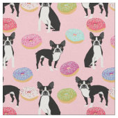 Boston Terriers Donuts - Cute Dog fabric Stof (Close Up)