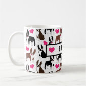 Boston Terriers en Hearts Cute Custom Name Koffiemok (Links)
