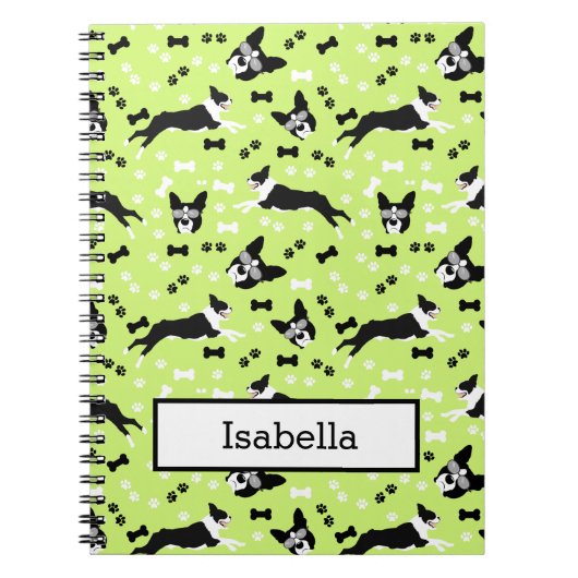 Boston Terriers Grappige Hond Aangepaste Notitiebo Notitieboek (Voorkant)