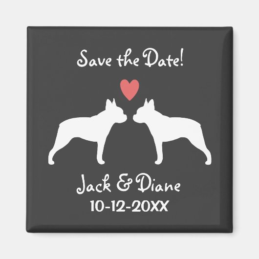 Boston Terriers Huwelijk Save the Date Magneet (Voorkant)