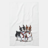 Boston Terriers Leashed Theedoek (Verticaal)
