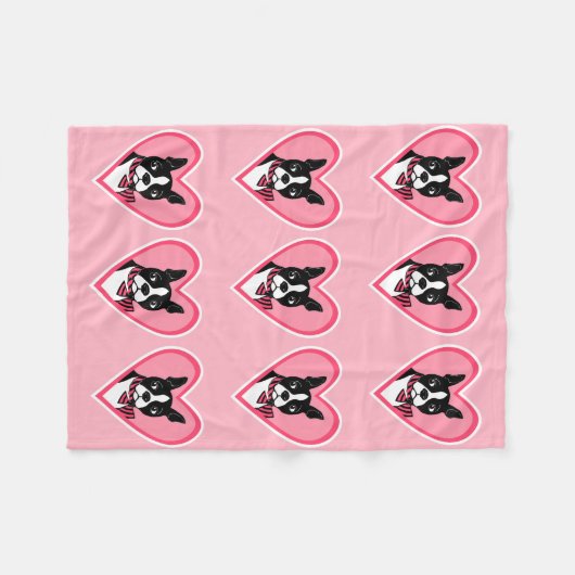 Boston Terriers Love Hearts Pattern Fleece Blanket (Voorkant (Horizontaal))