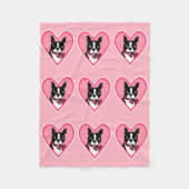Boston Terriers Love Hearts Pattern Fleece Blanket (Voorkant)