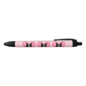 Boston Terriers Love Pink and Black Pens Zwarte Inkt Pen (Bovenkant)