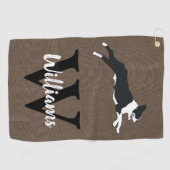 Boston Terriers Rustic Monogram Achternaam Golfhanddoek (Horizontaal)